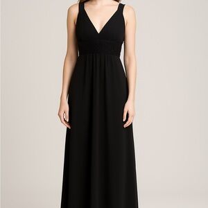 JS Boutique Black Beaded Empire Waist Gown | Size 10 (Formal Evening Dress)